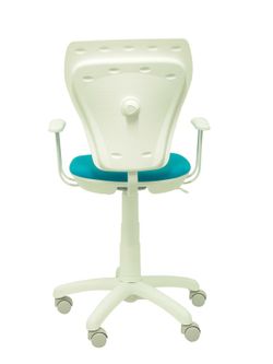 Modelo Ministyle - Silla juvenil ergonómica con mecanismo de contacto lama, regulable en altura y con brazos fijos color blanco- Asiento y respaldo tapizados en tejido MICRO color azul