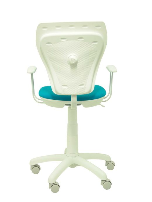 Modelo Ministyle - Silla juvenil ergonómica con mecanismo de contacto lama, regulable en altura y con brazos fijos color blanco- Asiento y respaldo tapizados en tejido MICRO color azul