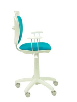 Modelo Ministyle - Silla juvenil ergonómica con mecanismo de contacto lama, regulable en altura y con brazos fijos color blanco- Asiento y respaldo tapizados en tejido MICRO color azul