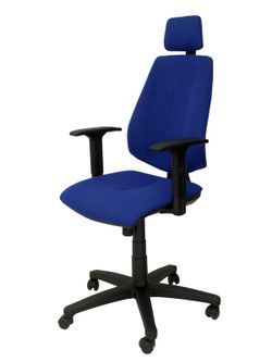 Modelo Montalvos - Sillón de dirección con mecanismo sincro, cabecero y brazos regulables - Asiento y respaldo tapizado en tejido BALI color azul
