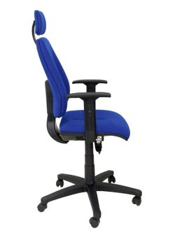 Modelo Montalvos - Sillón de dirección con mecanismo sincro, cabecero y brazos regulables - Asiento y respaldo tapizado en tejido BALI color azul