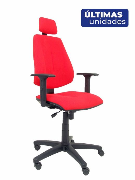 Modelo Montalvos - Sillón de dirección con mecanismo sincro, cabecero y brazos regulables - Asiento y respaldo tapizado en tejido BALI color rojo