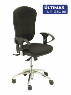 Modelo Moral - Silla de oficina ergonómica con mecanismo sincro, brazos regulables - Respaldo y asiento tapizado en tela color negro.