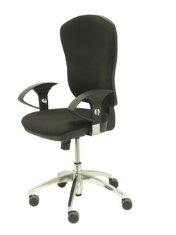 Modelo Moral - Silla de oficina ergonómica con mecanismo sincro, brazos regulables - Respaldo y asiento tapizado en tela color negro.