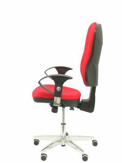Modelo Moral - Silla de oficina ergonómica con mecanismo sincro, brazos regulables - Respaldo y asiento tapizado en tela color rojo.