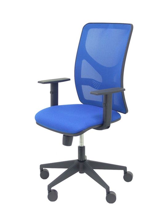 Modelo Motilla - Silla de oficina ergonómica con mecanismo sincro, brazos regulables y ajustable en altura - Respaldo de malla transpirable en color azul y asiento tapizados en tejido BALI color azul.