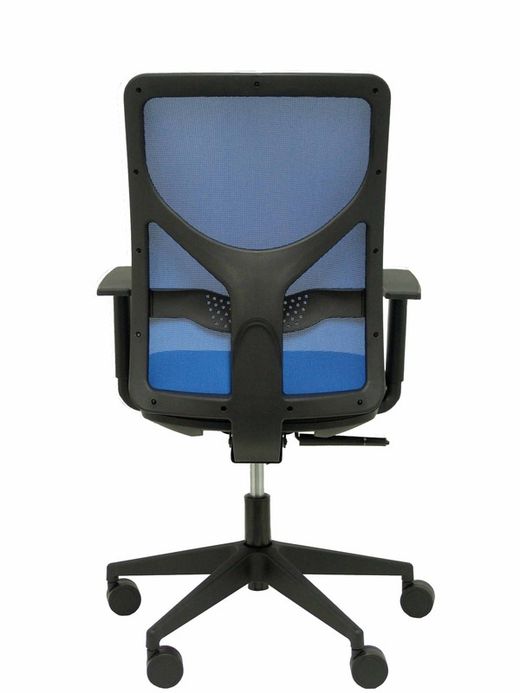 Modelo Motilla - Silla de oficina ergonómica con mecanismo sincro, brazos regulables y ajustable en altura - Respaldo de malla transpirable en color azul y asiento tapizados en tejido BALI color negro