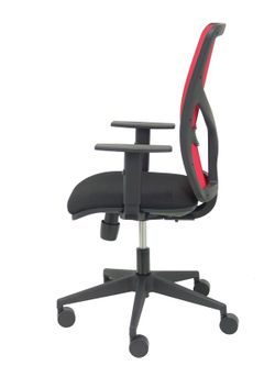 Modelo Motilla - Silla de oficina ergonómica con mecanismo sincro, brazos regulables y ajustable en altura - Respaldo de malla transpirable en color rojo y asiento tapizados en tejido BALI color negro