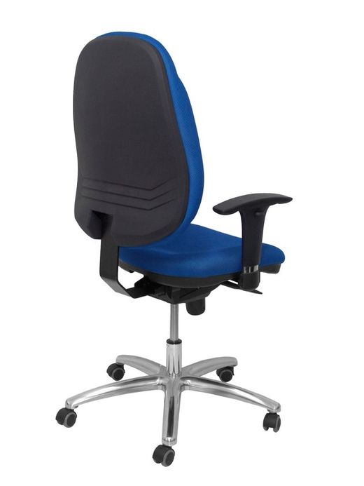 Modelo Ontur - Silla de oficina ergonómica con mecanismo sincro y regulable en altura - Asiento y respaldo tapizados en tejido de malla color azul.