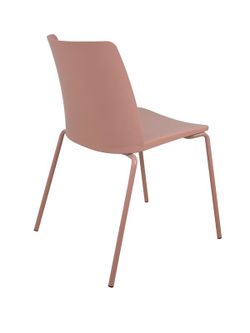 Modelo Orgaz - Pack de 4 sillas confidentes - Asiento y respaldo en PVC de color rosa con estructura de hierro de cuatro patas, en color rosa.