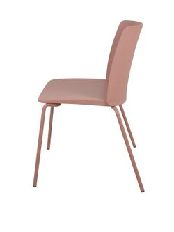 Modelo Orgaz - Pack de 4 sillas confidentes - Asiento y respaldo en PVC de color rosa con estructura de hierro de cuatro patas, en color rosa.