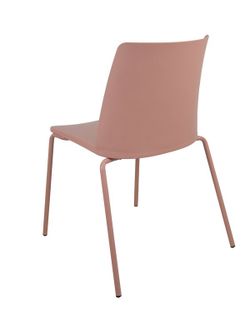 Modelo Orgaz - Pack de 4 sillas confidentes - Asiento y respaldo en PVC de color rosa con estructura de hierro de cuatro patas, en color rosa.
