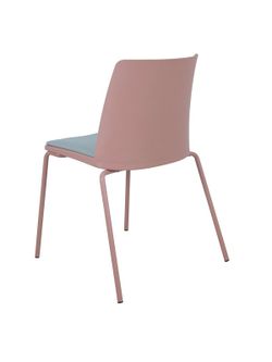 Modelo Orgaz - Pack de 4 sillas confidentes - Carcasa monobloque en PVC de color rosa con estructura de hierro de cuatro patas, en color rosa y asiento tapizado en bali color gris claro.