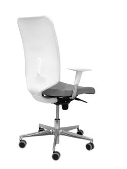 Modelo Ossa blanca - Silla de Oficina ergonómica con mecanismo sincro y regulable en altura - Respaldo de malla en color blanco y asiento tapizado en tejido BALI color gris