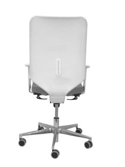 Modelo Ossa blanca - Silla de Oficina ergonómica con mecanismo sincro y regulable en altura - Respaldo de malla en color blanco y asiento tapizado en tejido BALI color gris