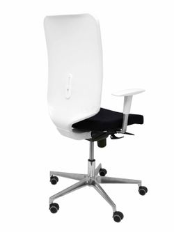 Modelo Ossa blanca - Silla de Oficina ergonómica con mecanismo sincro y regulable en altura - Respaldo de malla en color blanco y asiento tapizado en tejido BALI color negro