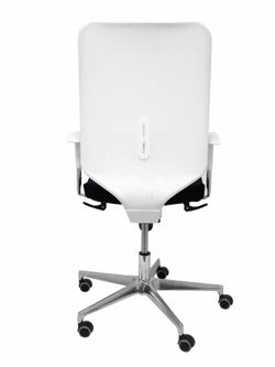 Modelo Ossa blanca - Silla de Oficina ergonómica con mecanismo sincro y regulable en altura - Respaldo de malla en color blanco y asiento tapizado en tejido BALI color negro