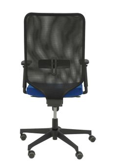 Modelo Ossa Negra - Silla de Oficina ergonómica con mecanismo sincro y regulable en altura - Respaldo de malla en color negro y asiento tapizado en tejido BALI color azul