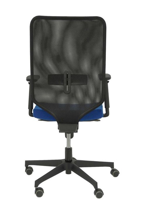 Modelo Ossa Negra - Silla de Oficina ergonómica con mecanismo sincro y regulable en altura - Respaldo de malla en color negro y asiento tapizado en tejido BALI color azul