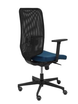 Modelo Ossa Negra - Silla de Oficina ergonómica con mecanismo sincro y regulable en altura - Respaldo de malla en color negro y asiento tapizado en tejido BALI color azul marino