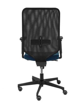 Modelo Ossa Negra - Silla de Oficina ergonómica con mecanismo sincro y regulable en altura - Respaldo de malla en color negro y asiento tapizado en tejido BALI color azul marino