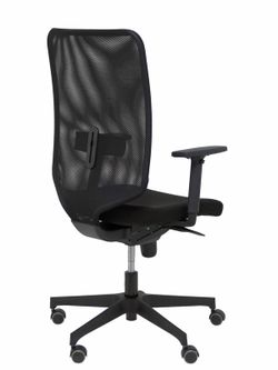 Modelo Ossa Negra - Silla de Oficina ergonómica con mecanismo sincro y regulable en altura - Respaldo de malla en color negro y asiento tapizado en tejido BALI color negro
