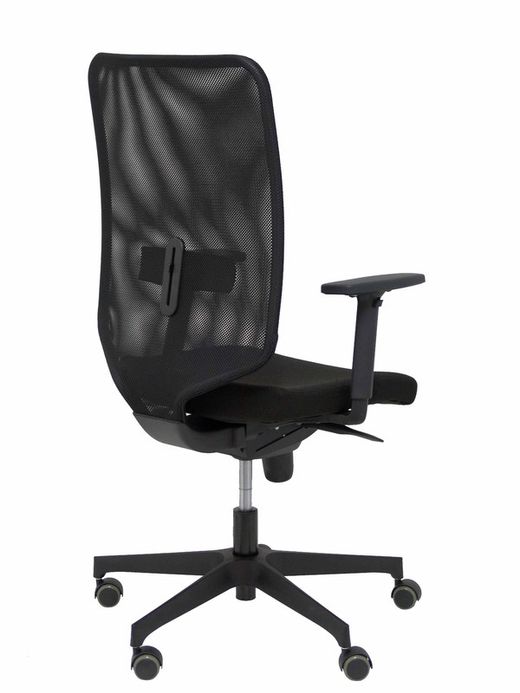 Modelo Ossa Negra - Silla de Oficina ergonómica con mecanismo sincro y regulable en altura - Respaldo de malla en color negro y asiento tapizado en tejido BALI color negro