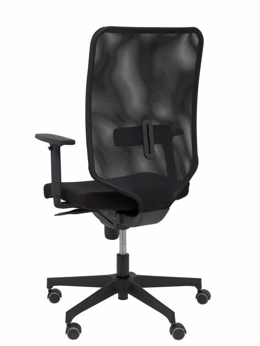 Modelo Ossa Negra - Silla de Oficina ergonómica con mecanismo sincro y regulable en altura - Respaldo de malla en color negro y asiento tapizado en tejido BALI color negro