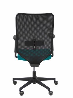 Modelo Ossa Negra - Silla de Oficina ergonómica con mecanismo sincro y regulable en altura - Respaldo de malla en color negro y asiento tapizado en tejido BALI color turquesa