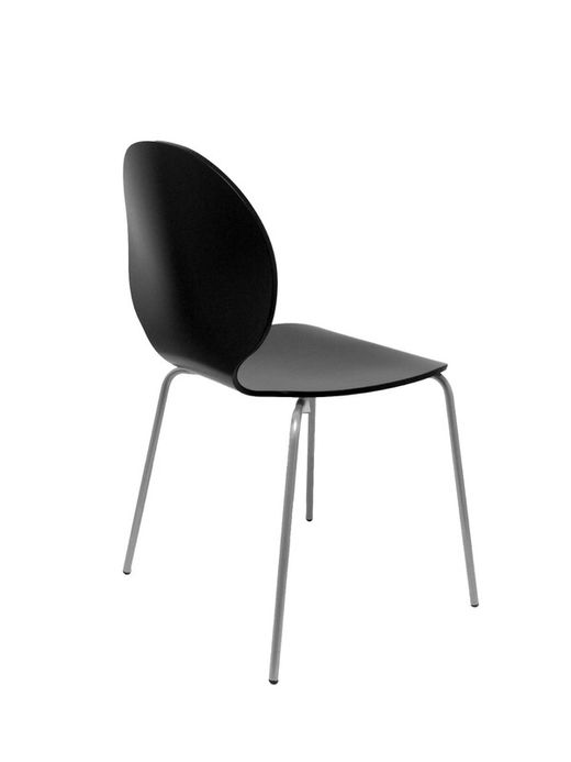Modelo Peñas - Pack 4 sillas confidentes con estructura cromada - Asiento y respaldo de madera color negro
