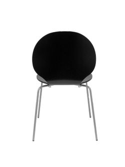 Modelo Peñas - Pack 4 sillas confidentes con estructura cromada - Asiento y respaldo de madera color negro