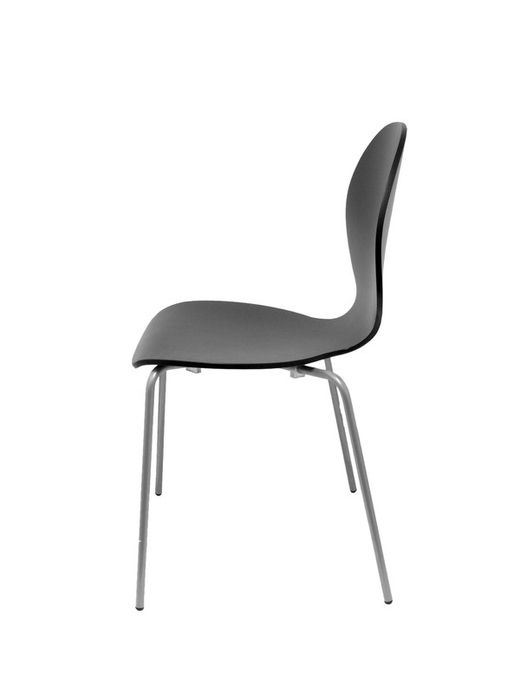 Modelo Peñas - Pack 4 sillas confidentes con estructura cromada - Asiento y respaldo de madera color negro