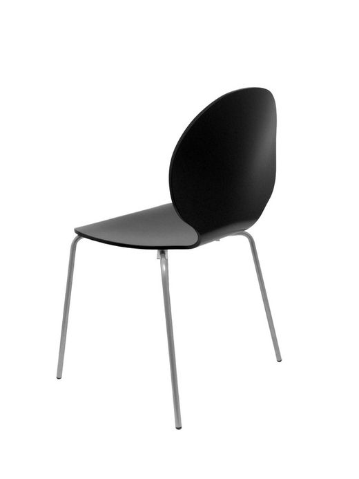 Modelo Peñas - Pack 4 sillas confidentes con estructura cromada - Asiento y respaldo de madera color negro
