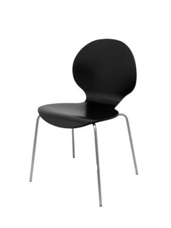 Modelo Peñas - Pack 4 sillas confidentes con estructura cromada - Asiento y respaldo de madera color negro