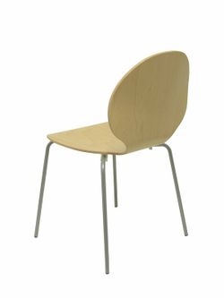 Modelo Peñas - Pack 4 sillas confidentes con estructura gris - Asiento y respaldo de madera color haya.
