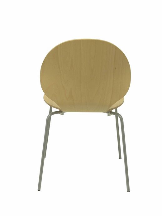 Modelo Peñas - Pack 4 sillas confidentes con estructura gris - Asiento y respaldo de madera color haya.