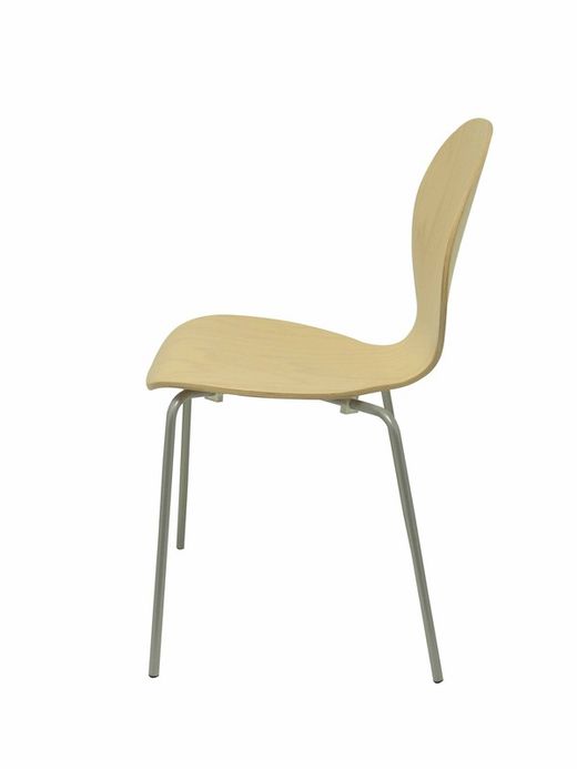 Modelo Peñas - Pack 4 sillas confidentes con estructura gris - Asiento y respaldo de madera color haya.