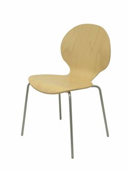 Modelo Peñas - Pack 4 sillas confidentes con estructura gris - Asiento y respaldo de madera color haya.
