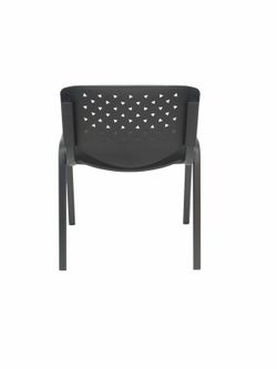 Modelo Pétrola  Pack 4 sillas confidente ergonómica, apilable, multiusos y estructura en color negro  Respaldo de PVC color negro y asiento tapizado en tejido ARAN color negro