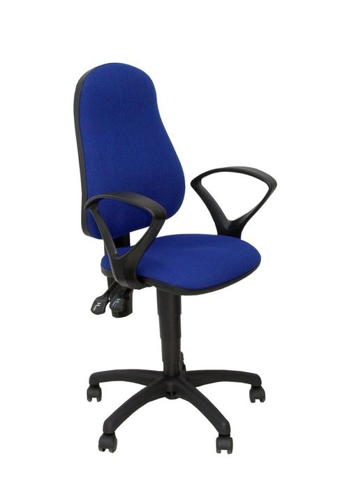 Modelo Punkt - Silla de oficina ergonómica con mecanismo de contacto permanente de doble maneta, regulable en altura y brazos fijos - Asiento y respaldo tapizados en tejido ARAN color azul