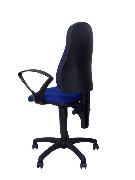 Modelo Punkt - Silla de oficina ergonómica con mecanismo de contacto permanente de doble maneta, regulable en altura y brazos fijos - Asiento y respaldo tapizados en tejido ARAN color azul