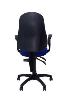 Modelo Punkt - Silla de oficina ergonómica con mecanismo de contacto permanente de doble maneta, regulable en altura y brazos fijos - Asiento y respaldo tapizados en tejido ARAN color azul