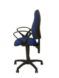 Modelo Punkt - Silla de oficina ergonómica con mecanismo de contacto permanente de doble maneta, regulable en altura y brazos fijos - Asiento y respaldo tapizados en tejido ARAN color azul