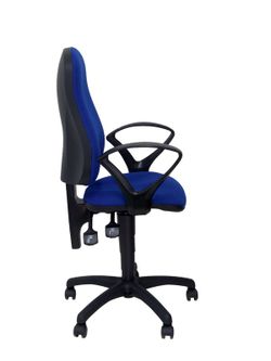 Modelo Punkt - Silla de oficina ergonómica con mecanismo de contacto permanente de doble maneta, regulable en altura y brazos fijos - Asiento y respaldo tapizados en tejido ARAN color azul