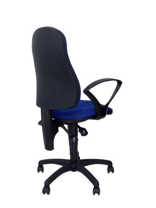 Modelo Punkt - Silla de oficina ergonómica con mecanismo de contacto permanente de doble maneta, regulable en altura y brazos fijos - Asiento y respaldo tapizados en tejido ARAN color azul