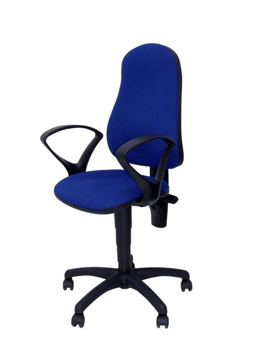 Modelo Punkt - Silla de oficina ergonómica con mecanismo de contacto permanente de doble maneta, regulable en altura y brazos fijos - Asiento y respaldo tapizados en tejido ARAN color azul