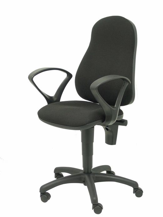 Modelo Punkt - Silla de oficina ergonómica con mecanismo de contacto permanente de doble maneta, regulable en altura y brazos fijos - Asiento y respaldo tapizados en tejido ARAN color negro