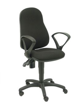 Modelo Punkt - Silla de oficina ergonómica con mecanismo de contacto permanente de doble maneta, regulable en altura y brazos fijos - Asiento y respaldo tapizados en tejido ARAN color negro