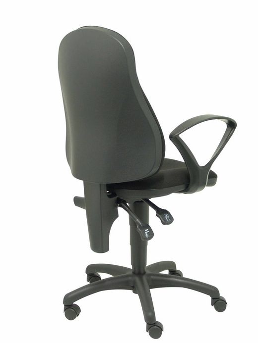 Modelo Punkt - Silla de oficina ergonómica con mecanismo de contacto permanente de doble maneta, regulable en altura y brazos fijos - Asiento y respaldo tapizados en tejido ARAN color negro