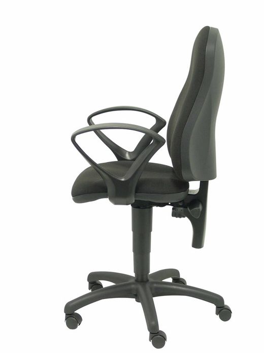Modelo Punkt - Silla de oficina ergonómica con mecanismo de contacto permanente de doble maneta, regulable en altura y brazos fijos - Asiento y respaldo tapizados en tejido ARAN color negro